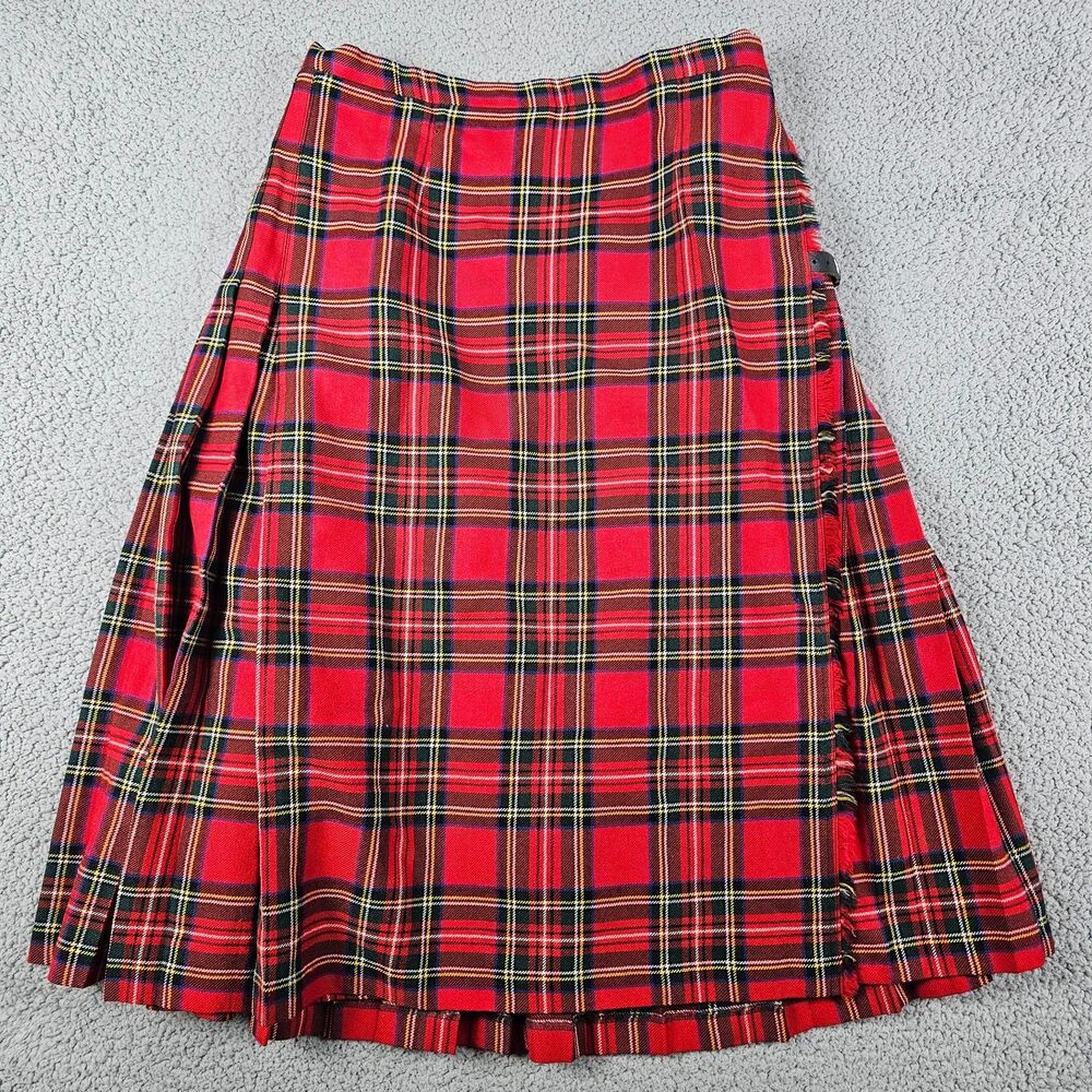 Lochcarron Kilt Skirt Women 18 Wool Midi Stewart Plaid VTG 90s Academia Heritage - Picture 2 of 10